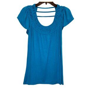 Women Blue Short Sleeves Top Size XL